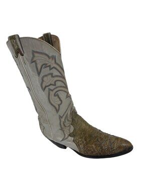 Vintage Larry Mahan Mens 11.5D Giant Python Distressed Snakeskin Cowboy Boots